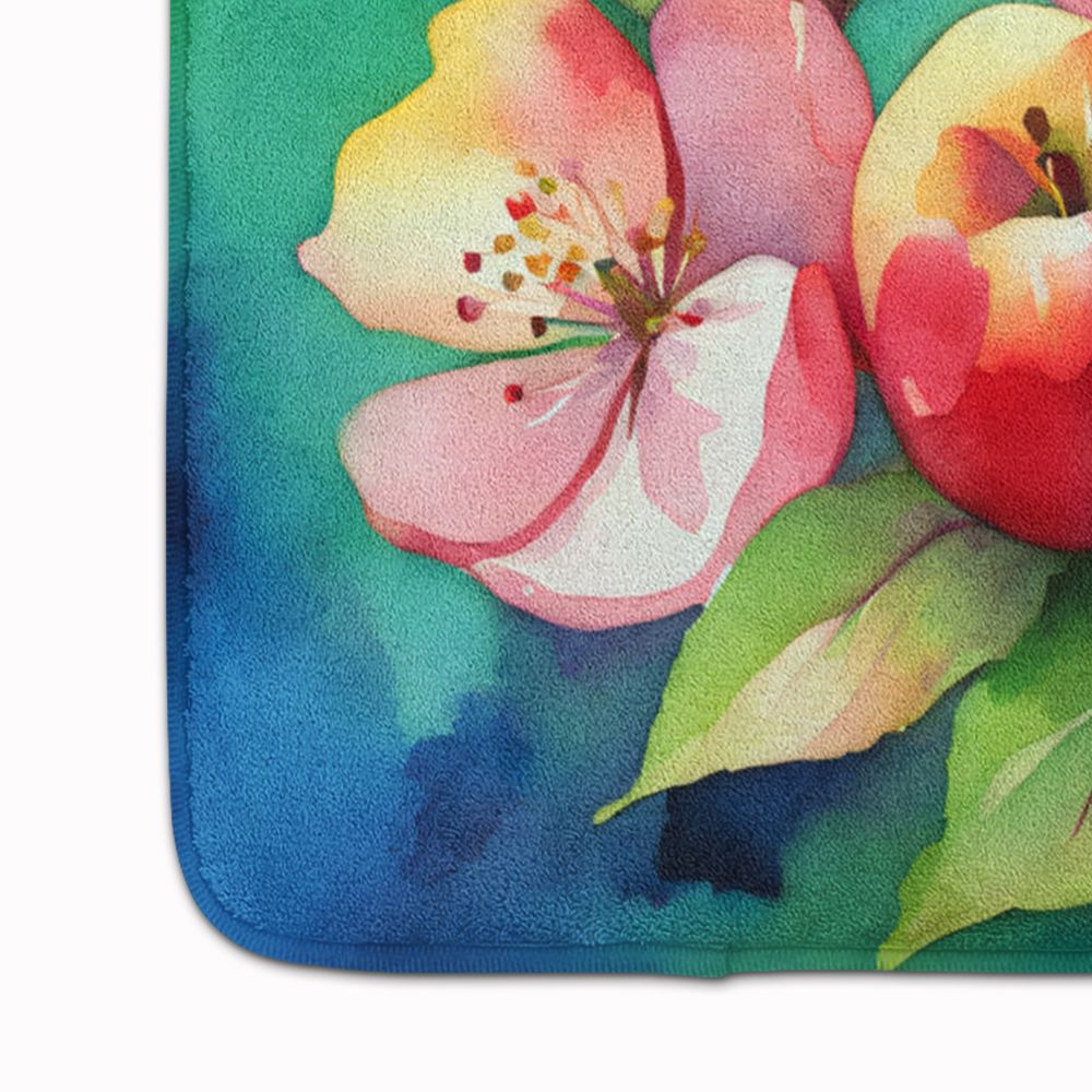 Arkansas Apple Blossom in Watercolor Memory Foam Kitchen Mat Machine Washable Anti-Fatigue Mat Cushion Comfort Bath Mat or Kitchen Rug