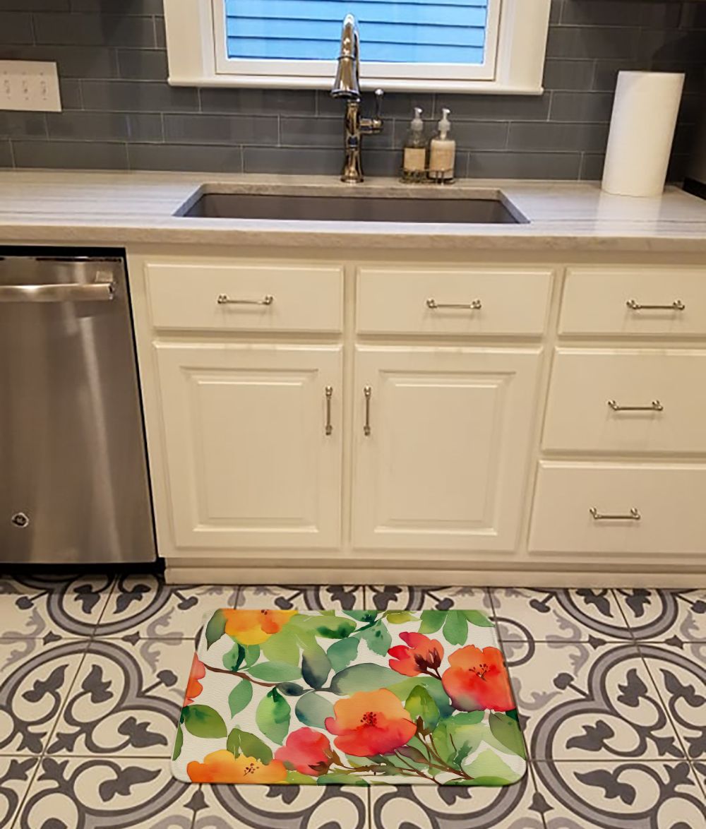 Connecticut Mountain Laurels in Watercolor Memory Foam Kitchen Mat Machine Washable Anti-Fatigue Mat Cushion Comfort Bath Mat or Kitchen Rug