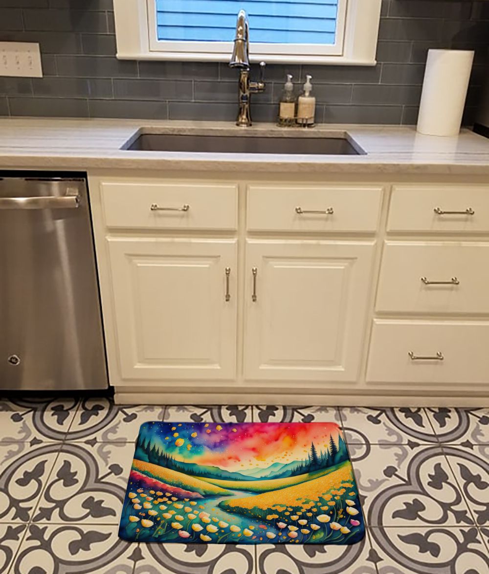 Buttercups in Color Memory Foam Kitchen Mat Machine Washable Anti-Fatigue Mat Cushion Comfort Bath Mat or Kitchen Rug