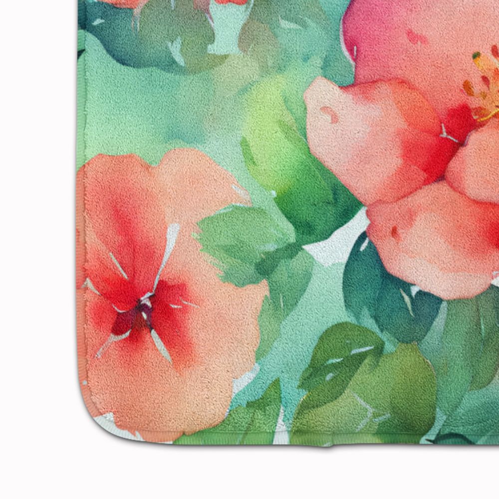 Georgia Cherokee Rose in Watercolor Memory Foam Kitchen Mat Machine Washable Anti-Fatigue Mat Cushion Comfort Bath Mat or Kitchen Rug