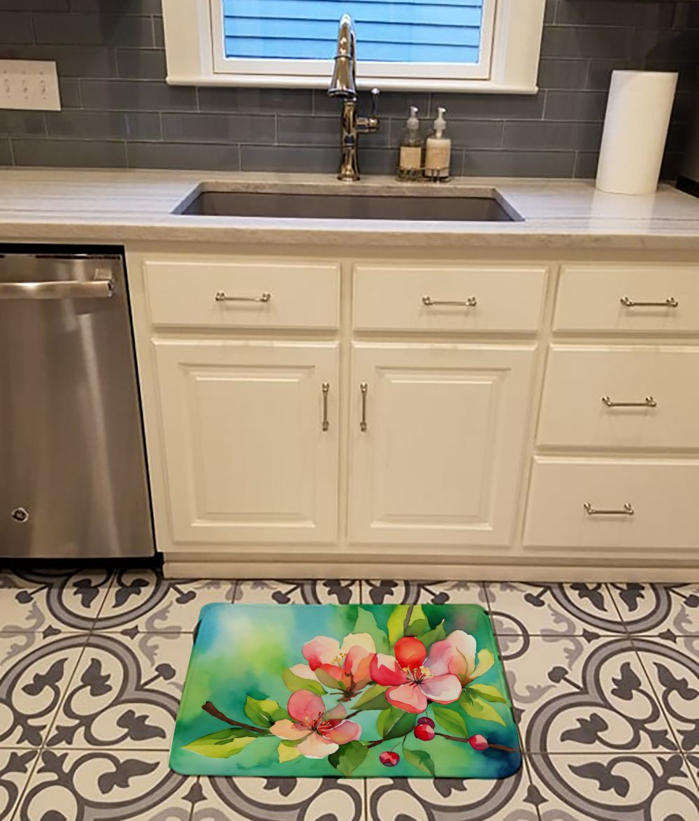 Arkansas Apple Blossom in Watercolor Memory Foam Kitchen Mat Machine Washable Anti-Fatigue Mat Cushion Comfort Bath Mat or Kitchen Rug