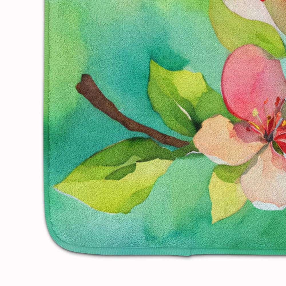 Arkansas Apple Blossom in Watercolor Memory Foam Kitchen Mat Machine Washable Anti-Fatigue Mat Cushion Comfort Bath Mat or Kitchen Rug