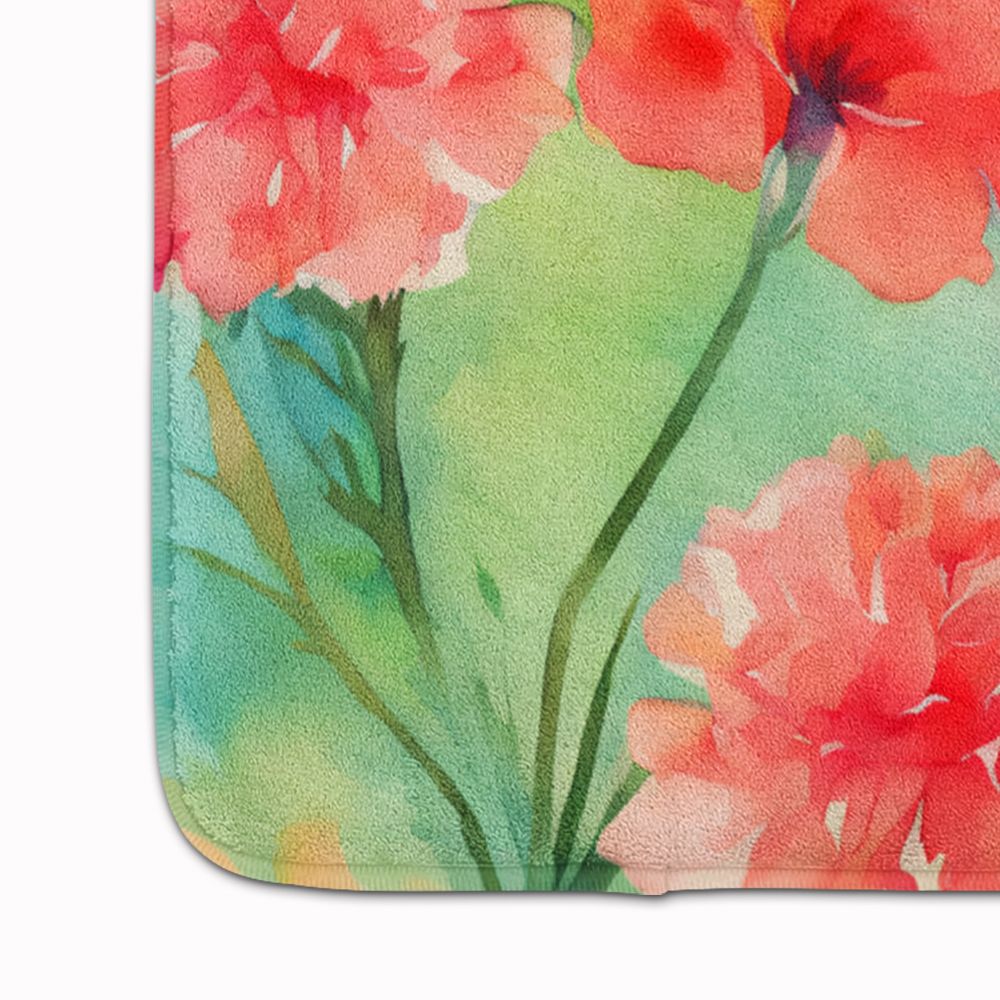 Carnations in Watercolor Memory Foam Kitchen Mat Machine Washable Anti-Fatigue Mat Cushion Comfort Bath Mat or Kitchen Rug