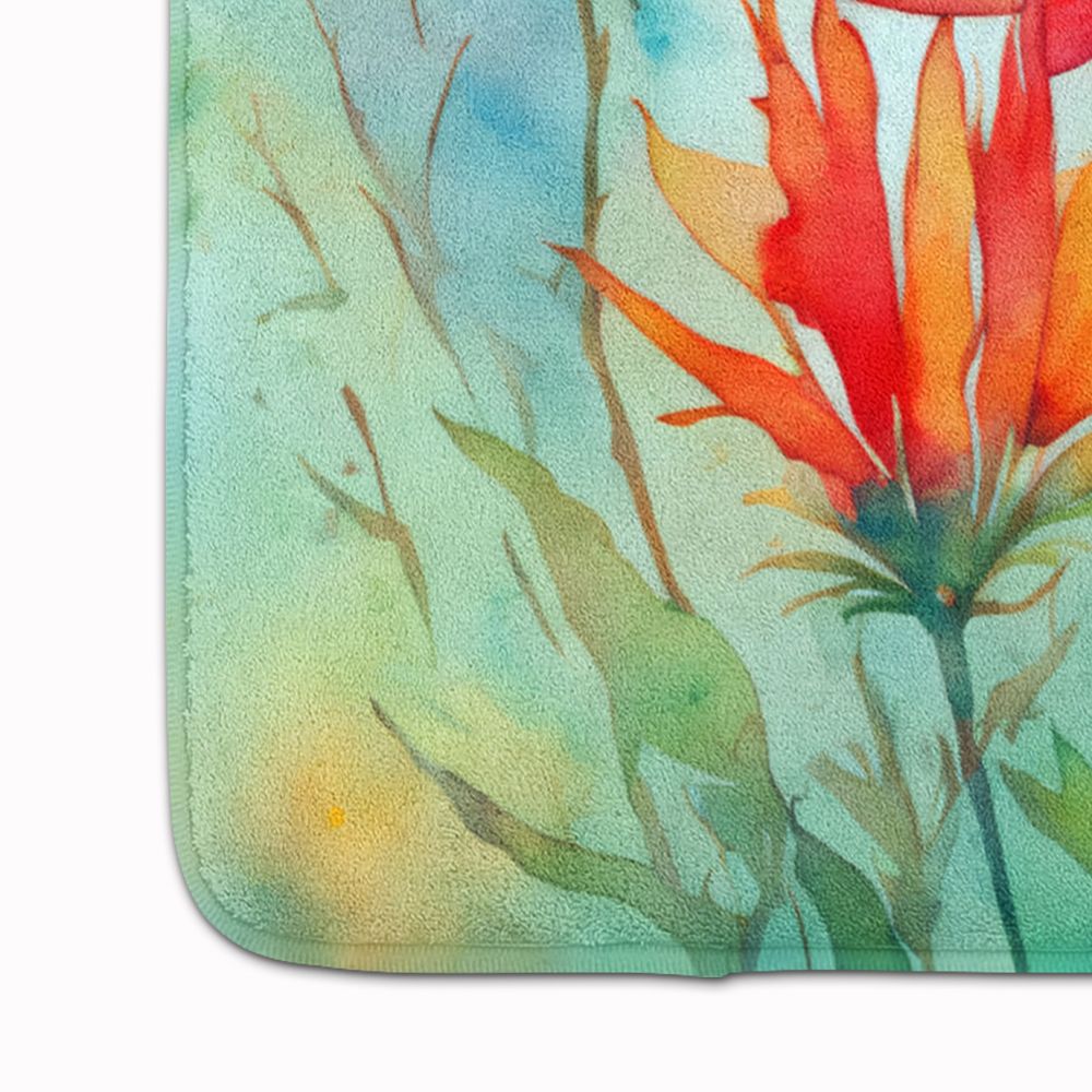 Wyoming Indian Paintbrush in Watercolor Memory Foam Kitchen Mat Machine Washable Anti-Fatigue Mat Cushion Comfort Bath Mat or Kitchen Rug