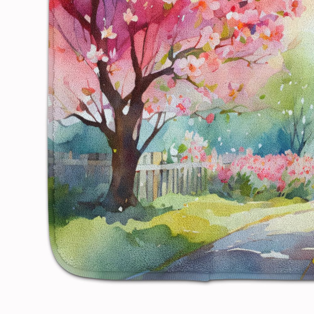 Michigan Apple Blossoms in Watercolor Memory Foam Kitchen Mat Machine Washable Anti-Fatigue Mat Cushion Comfort Bath Mat or Kitchen Rug
