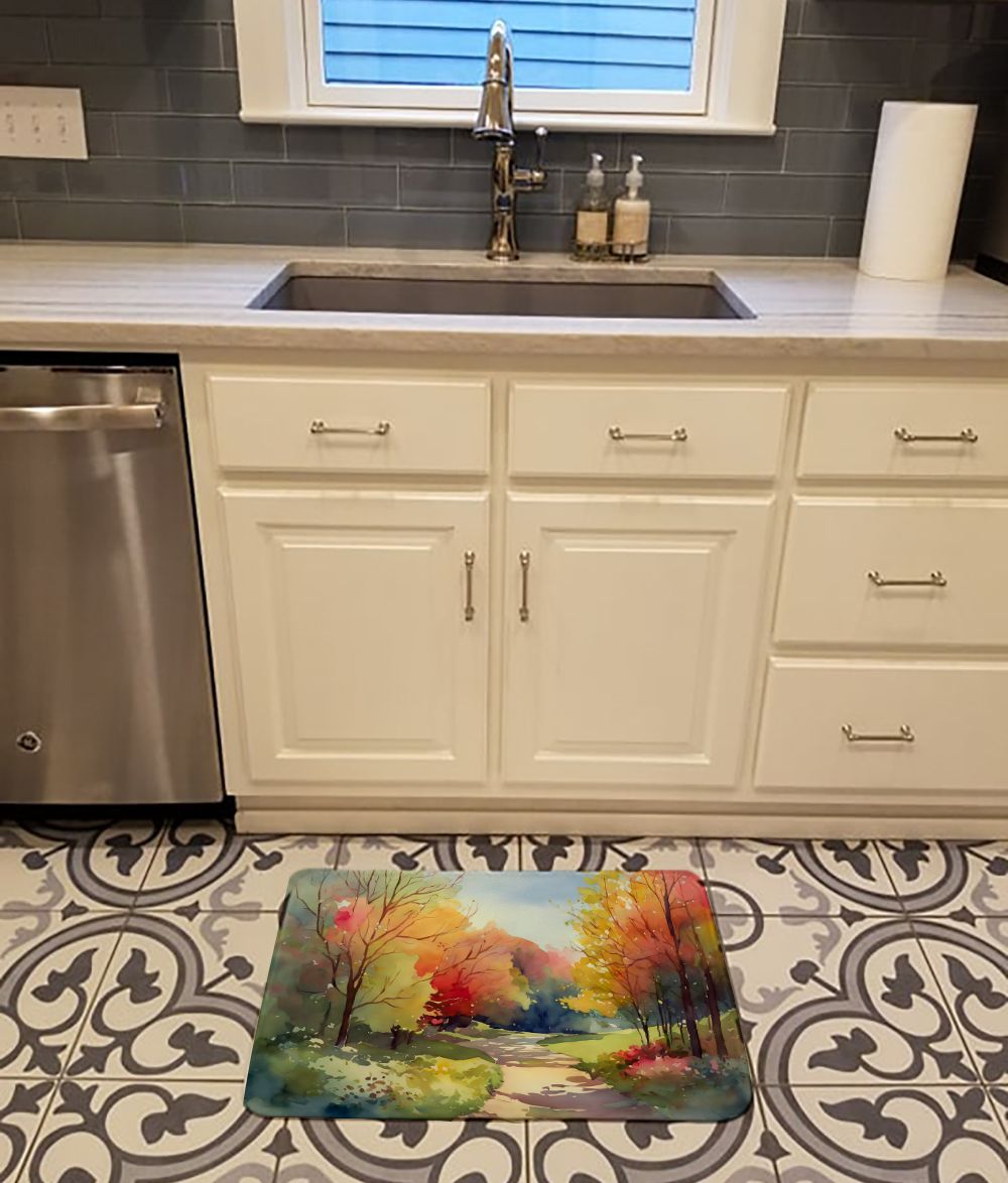 North Carolina Dogwoods in Watercolor Memory Foam Kitchen Mat Machine Washable Anti-Fatigue Mat Cushion Comfort Bath Mat or Kitchen Rug