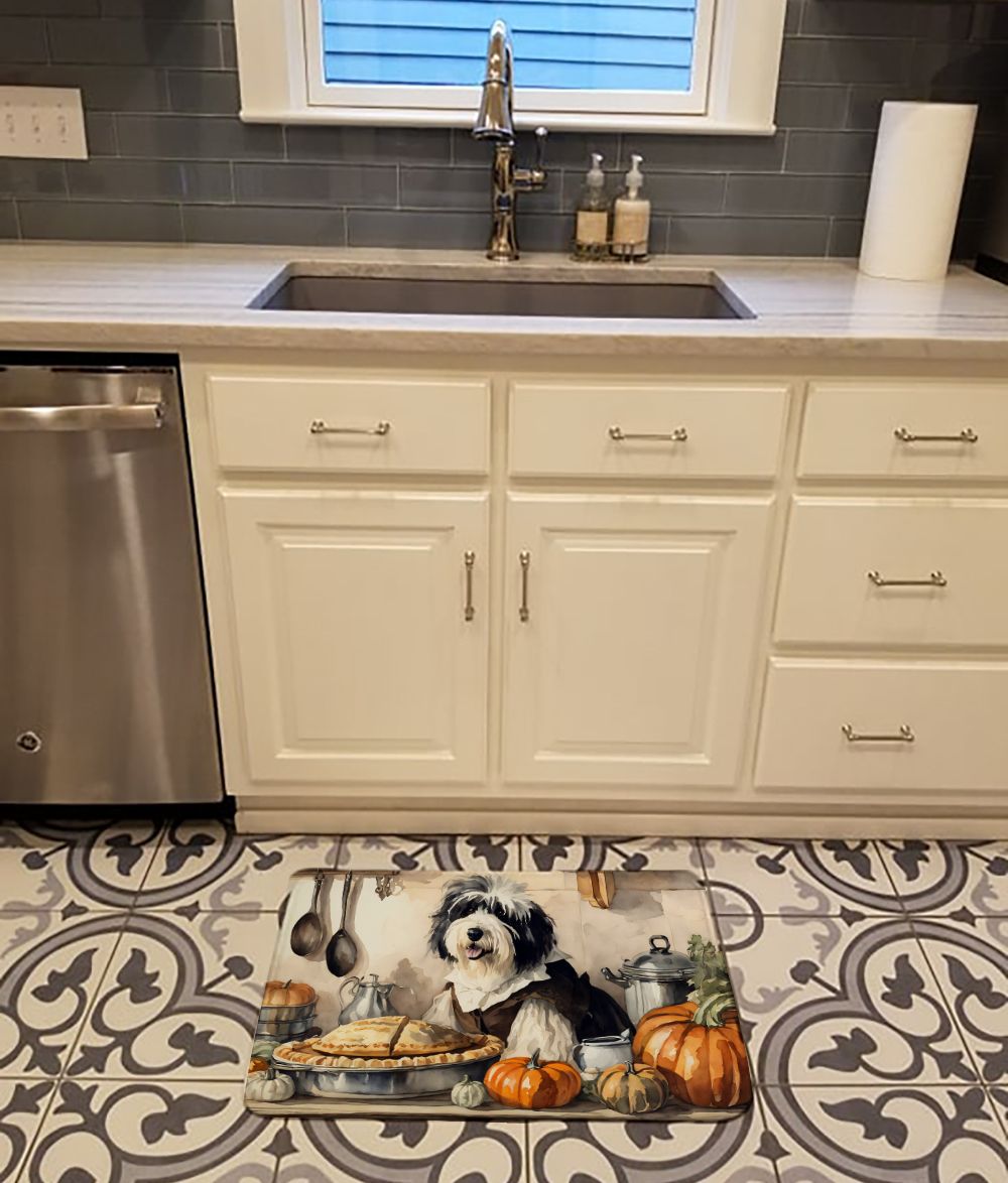 Old English Sheepdog Fall Kitchen Pumpkins Memory Foam Kitchen Mat Machine Washable Anti-Fatigue Mat Cushion Comfort Bath Mat or Kitchen Rug