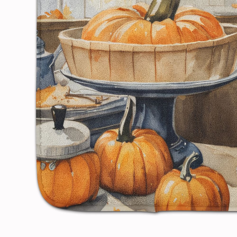 Bichon Frise Fall Kitchen Pumpkins Memory Foam Kitchen Mat Machine Washable Anti-Fatigue Mat Cushion Comfort Bath Mat or Kitchen Rug