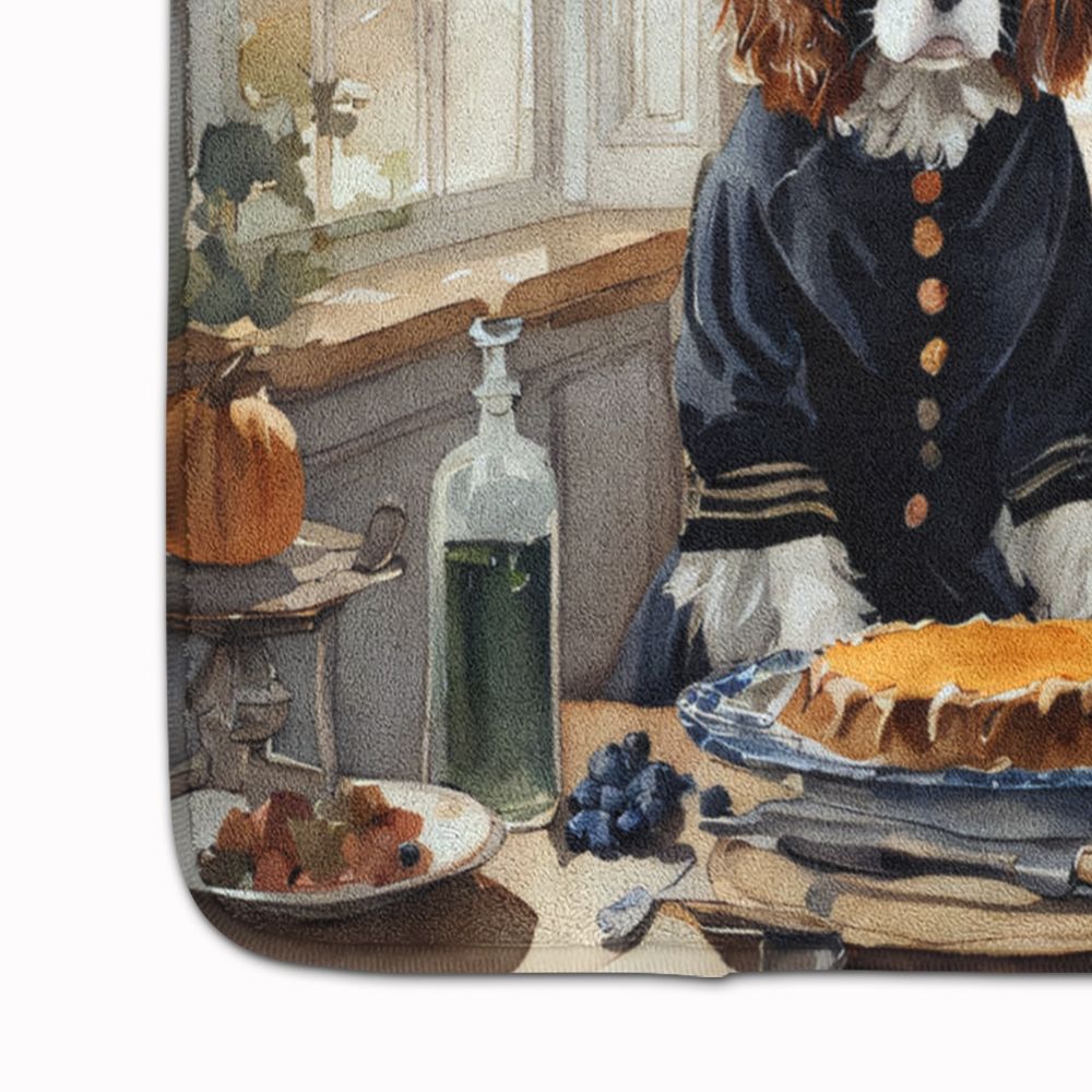 Cavalier Spaniel Fall Kitchen Pumpkins Memory Foam Kitchen Mat Machine Washable Anti-Fatigue Mat Cushion Comfort Bath Mat or Kitchen Rug