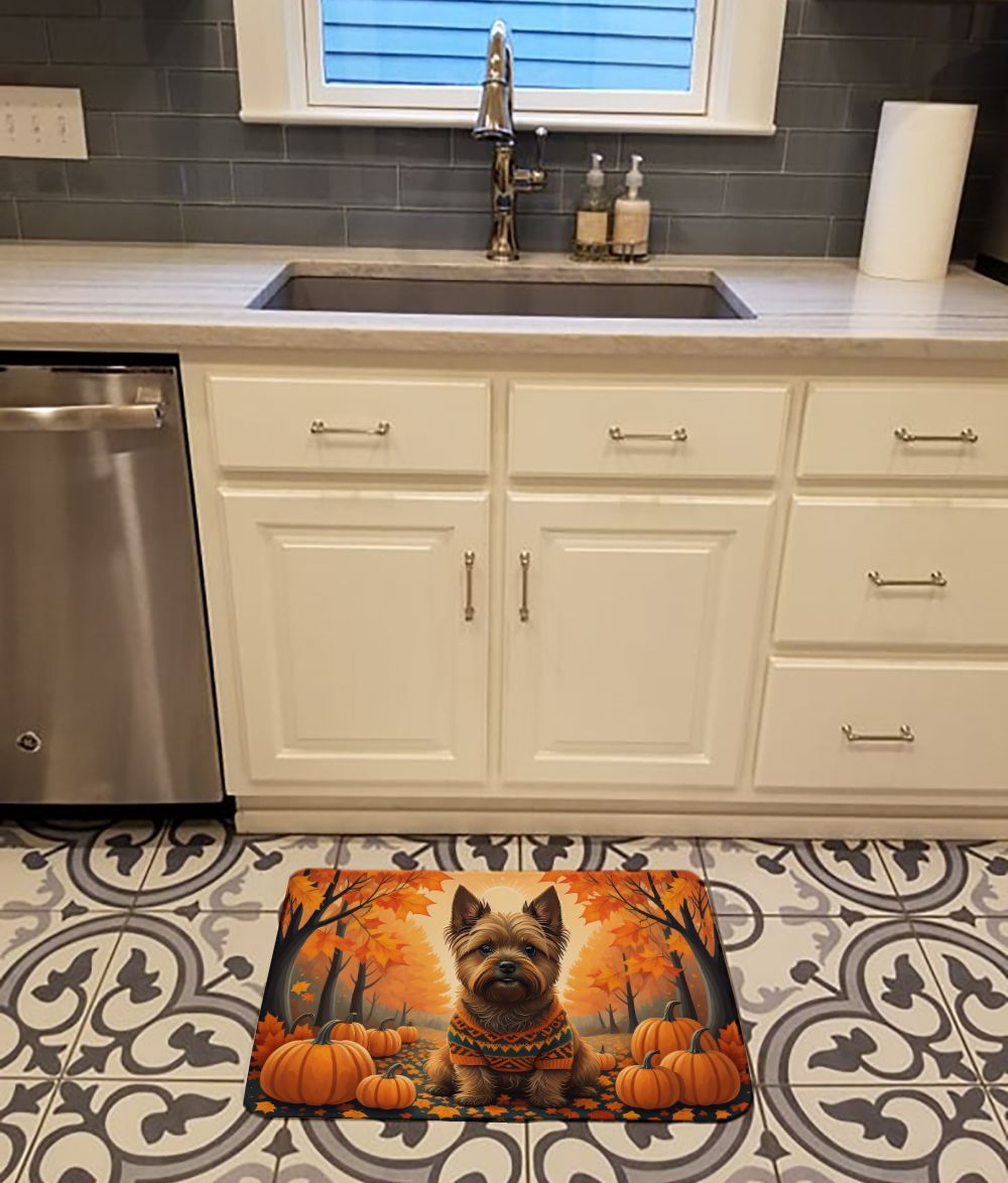 Cairn Terrier Fall Memory Foam Kitchen Mat Machine Washable Anti-Fatigue Mat Cushion Comfort Bath Mat or Kitchen Rug