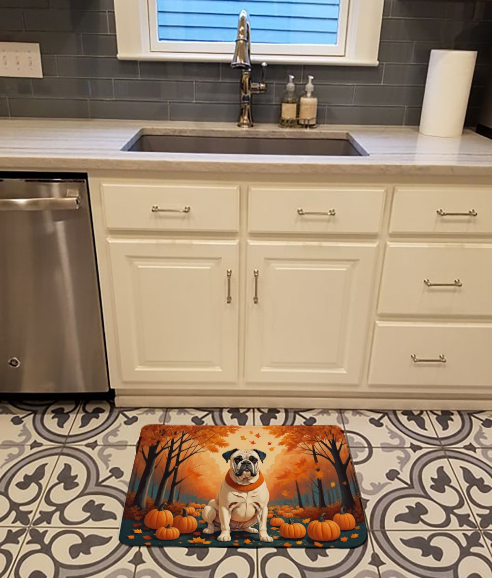White Boxer Fall Memory Foam Kitchen Mat Machine Washable Anti-Fatigue Mat Cushion Comfort Bath Mat or Kitchen Rug