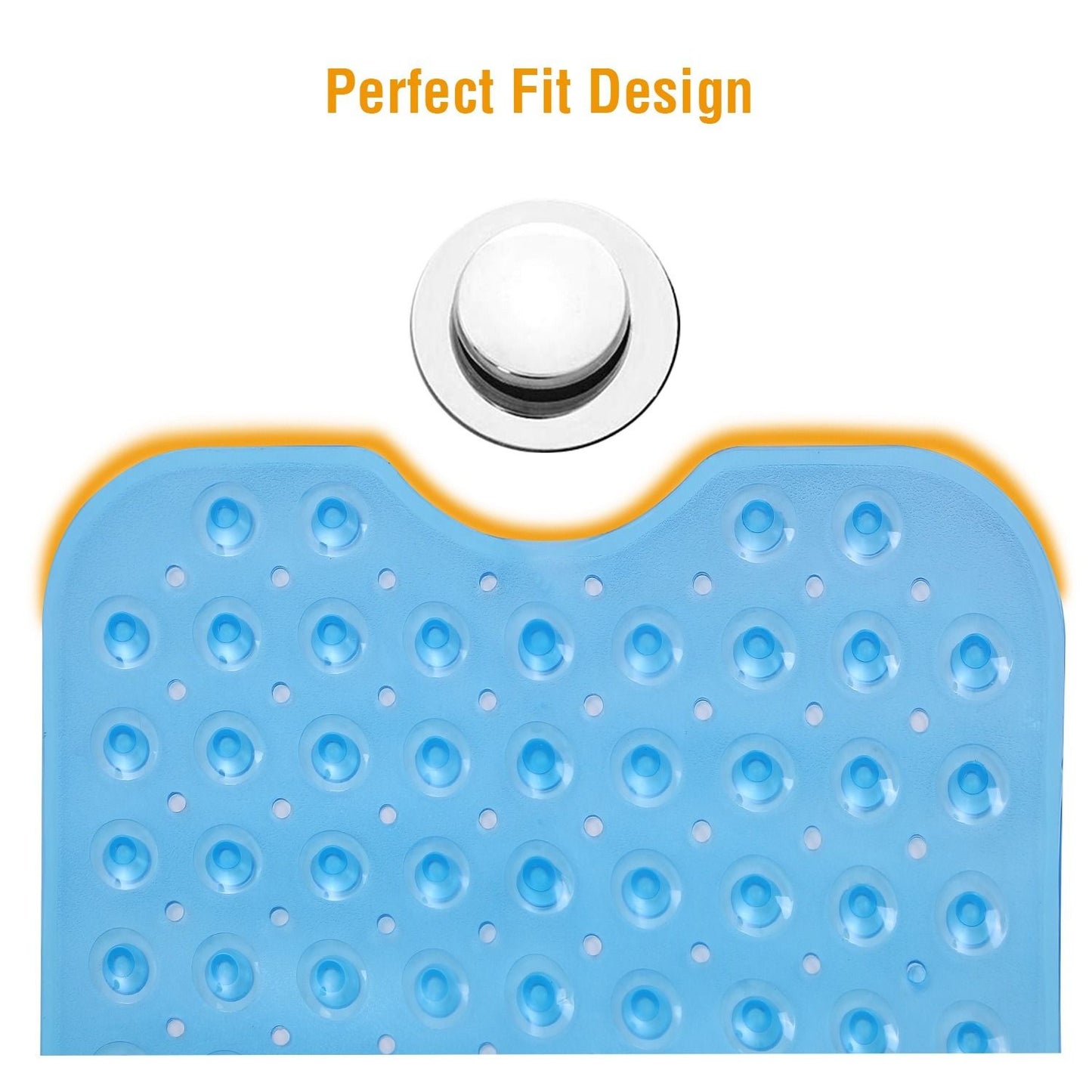 Bath Tub Mat Non-Slip Shower Mat BPA-Free Massage Anti-Bacterial with Suction Cups Washable