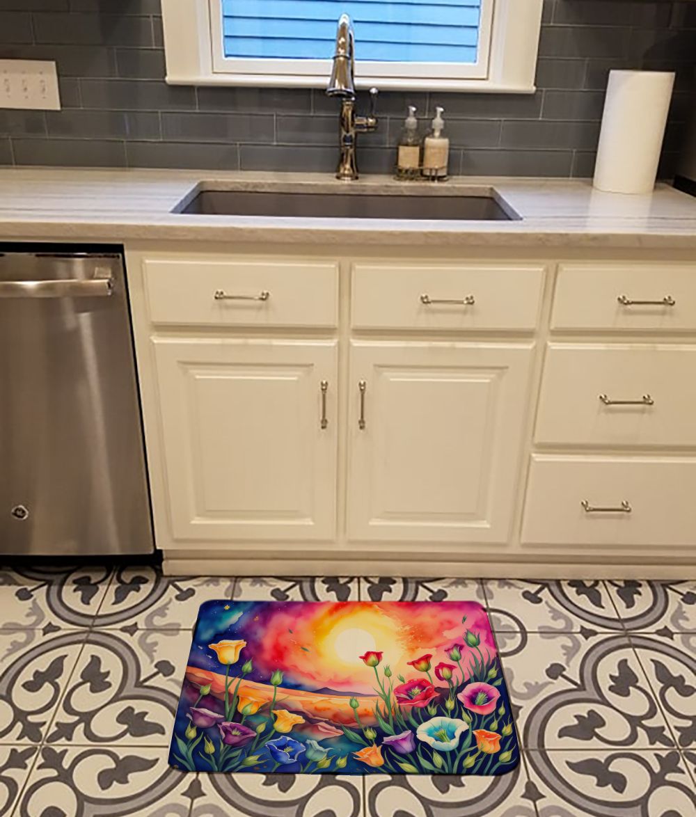 Lisianthus in Color Memory Foam Kitchen Mat Machine Washable Anti-Fatigue Mat Cushion Comfort Bath Mat or Kitchen Rug