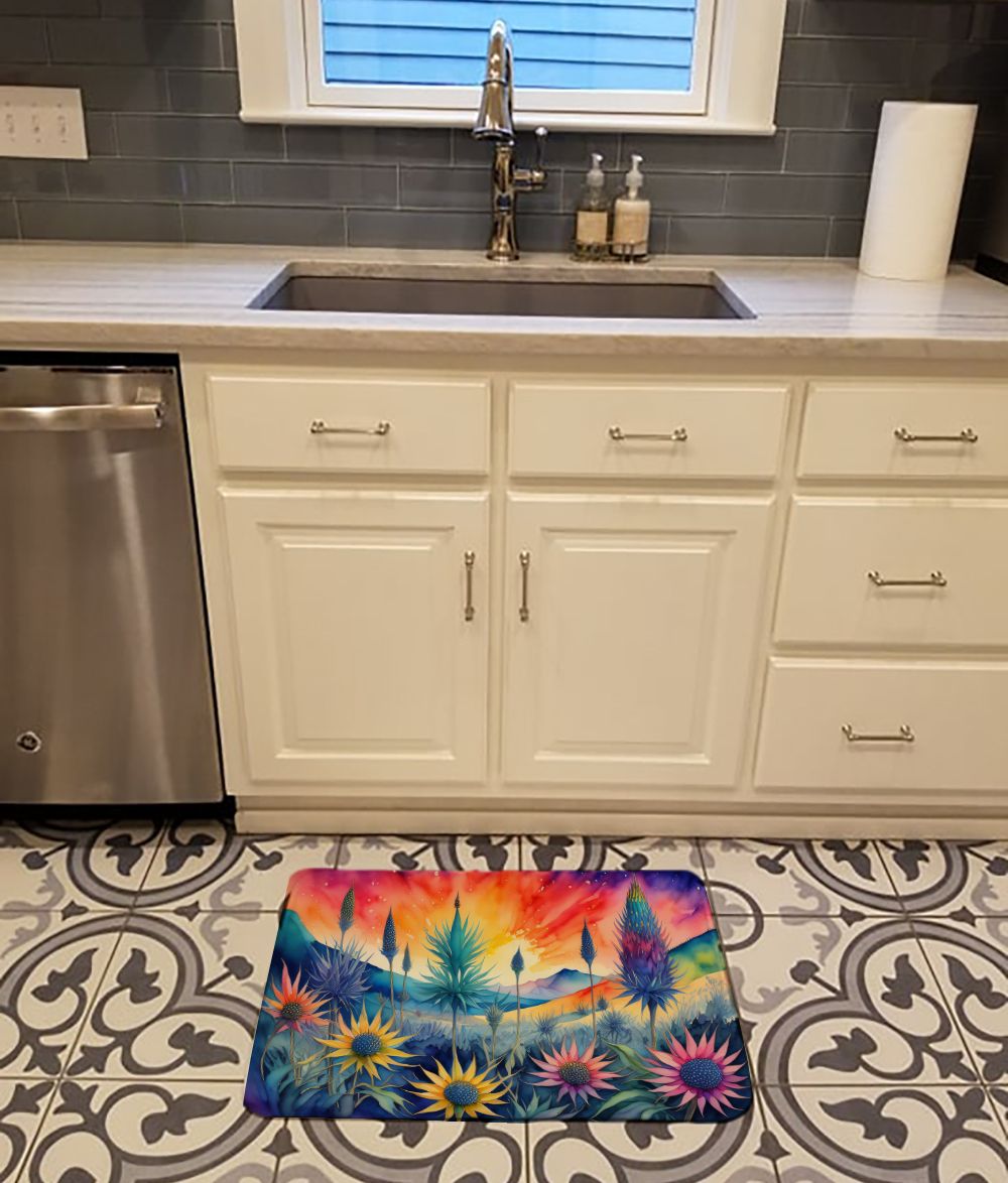 Eryngium in Color Memory Foam Kitchen Mat Machine Washable Anti-Fatigue Mat Cushion Comfort Bath Mat or Kitchen Rug