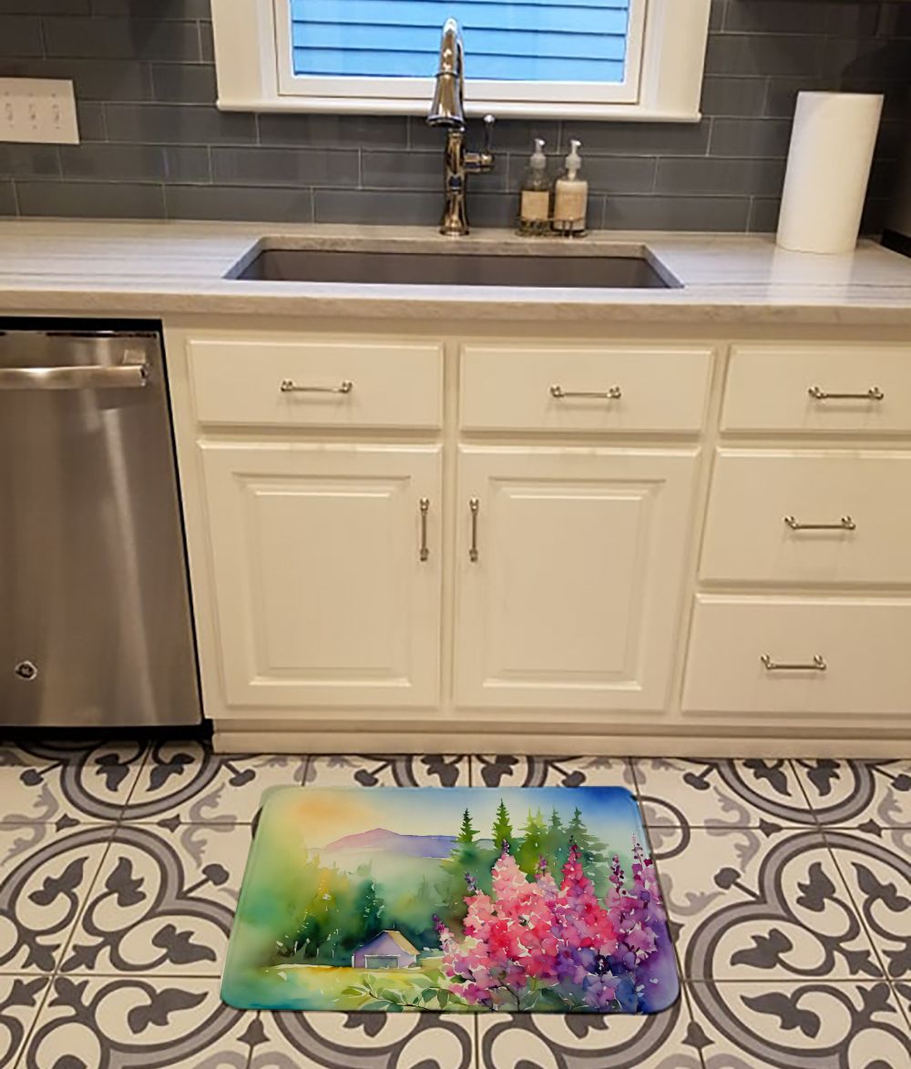 Idaho Syringa in Watercolor Memory Foam Kitchen Mat Machine Washable Anti-Fatigue Mat Cushion Comfort Bath Mat or Kitchen Rug