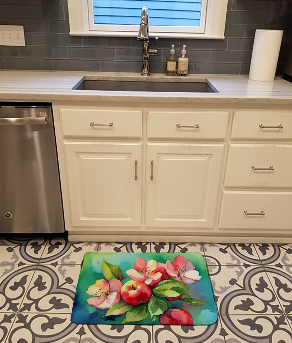 Arkansas Apple Blossom in Watercolor Memory Foam Kitchen Mat Machine Washable Anti-Fatigue Mat Cushion Comfort Bath Mat or Kitchen Rug