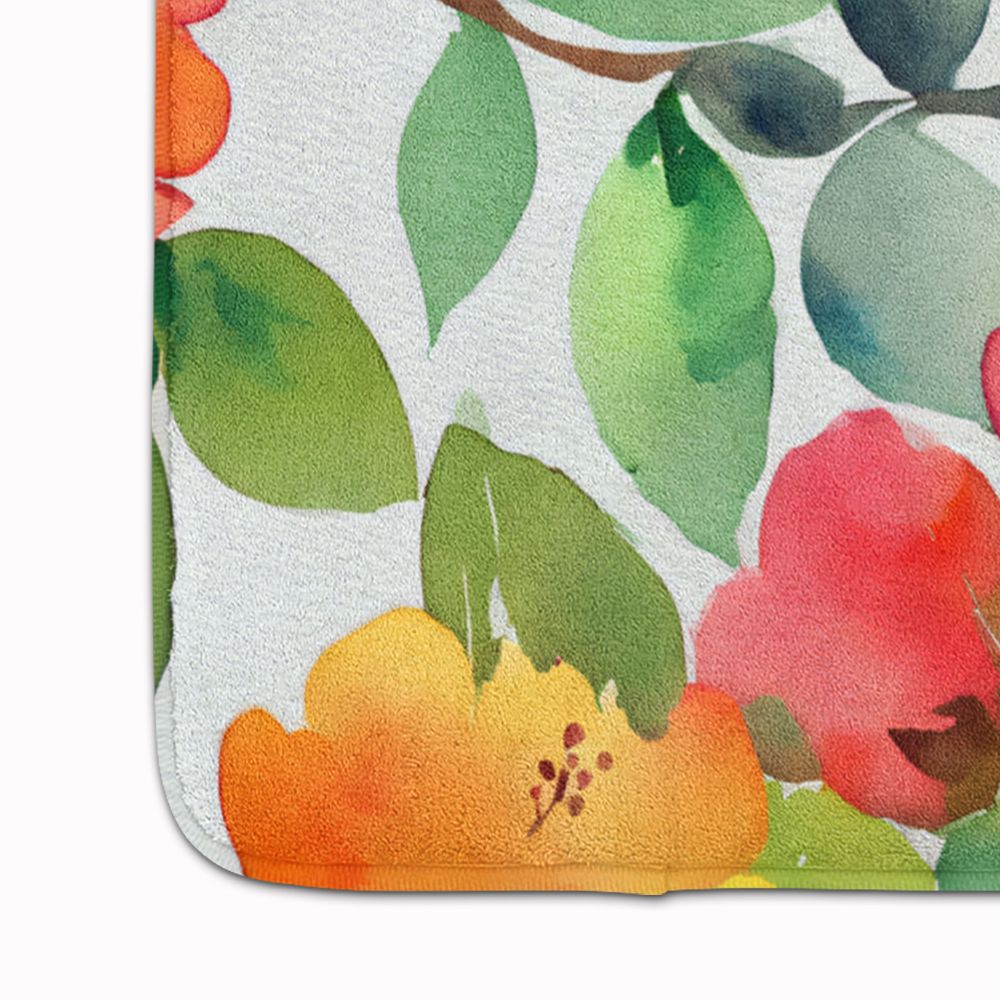 Connecticut Mountain Laurels in Watercolor Memory Foam Kitchen Mat Machine Washable Anti-Fatigue Mat Cushion Comfort Bath Mat or Kitchen Rug