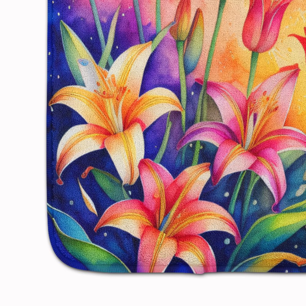 Lilies in Color Memory Foam Kitchen Mat Machine Washable Anti-Fatigue Mat Cushion Comfort Bath Mat or Kitchen Rug