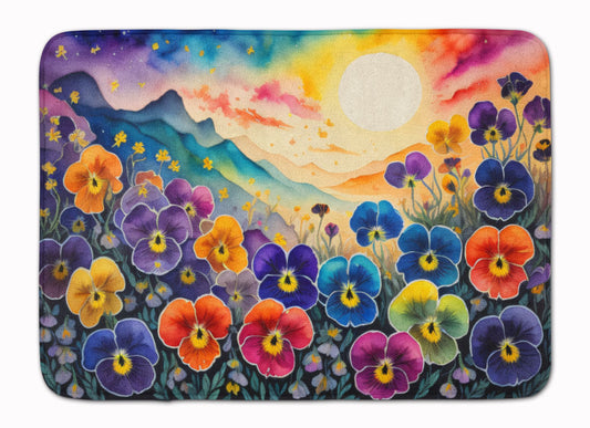 Pansies in Color Memory Foam Kitchen Mat Machine Washable Anti-Fatigue Mat Cushion Comfort Bath Mat or Kitchen Rug
