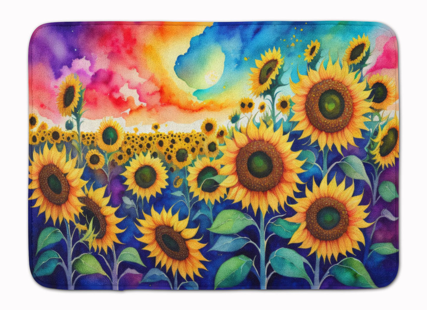 Sunflowers in Color Memory Foam Kitchen Mat Machine Washable Anti-Fatigue Mat Cushion Comfort Bath Mat or Kitchen Rug