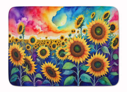 Sunflowers in Color Memory Foam Kitchen Mat Machine Washable Anti-Fatigue Mat Cushion Comfort Bath Mat or Kitchen Rug