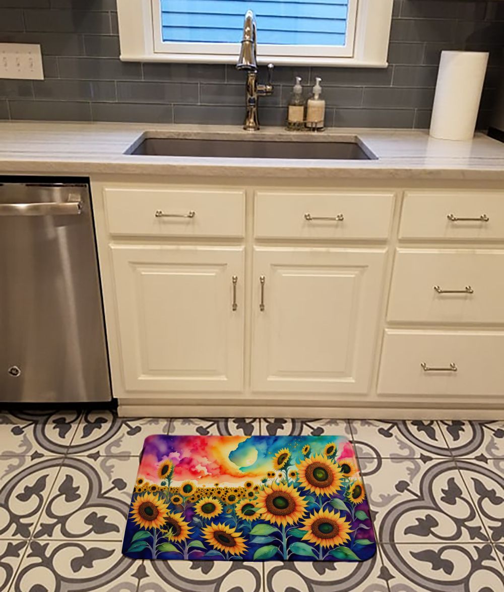 Sunflowers in Color Memory Foam Kitchen Mat Machine Washable Anti-Fatigue Mat Cushion Comfort Bath Mat or Kitchen Rug