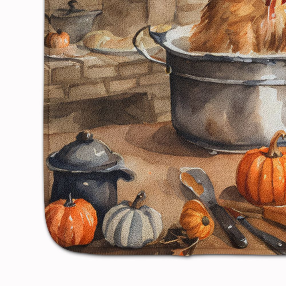 Norwich Terrier Fall Kitchen Pumpkins Memory Foam Kitchen Mat Machine Washable Anti-Fatigue Mat Cushion Comfort Bath Mat or Kitchen Rug