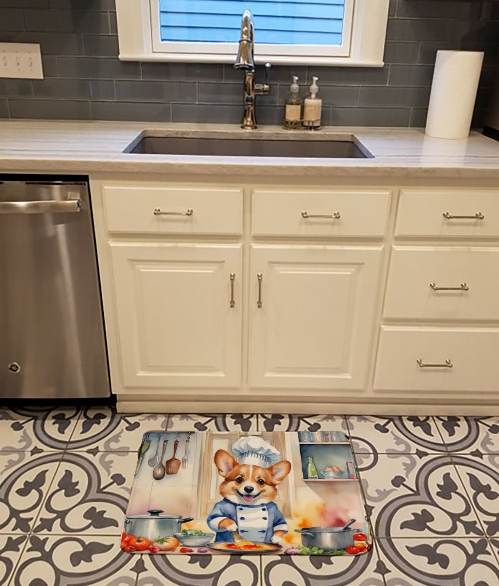 Corgi The Chef Memory Foam Kitchen Mat Machine Washable Anti-Fatigue Mat Cushion Comfort Bath Mat or Kitchen Rug