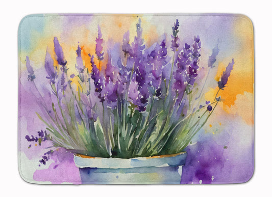 Lavender in Watercolor Memory Foam Kitchen Mat Machine Washable Anti-Fatigue Mat Cushion Comfort Bath Mat or Kitchen Rug