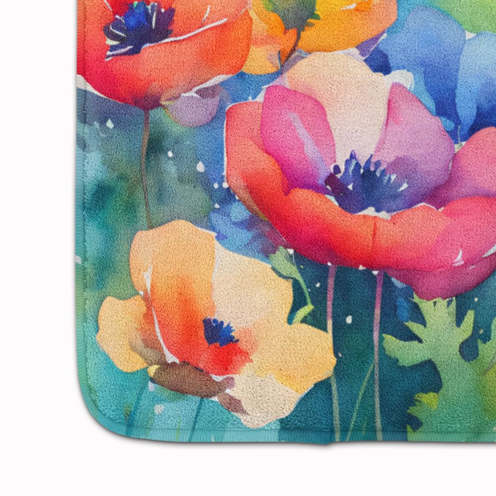 Anemones in Watercolor Memory Foam Kitchen Mat Machine Washable Anti-Fatigue Mat Cushion Comfort Bath Mat or Kitchen Rug