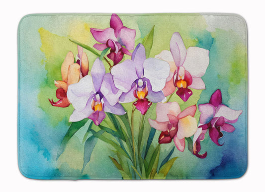 Orchids in Watercolor Memory Foam Kitchen Mat Machine Washable Anti-Fatigue Mat Cushion Comfort Bath Mat or Kitchen Rug