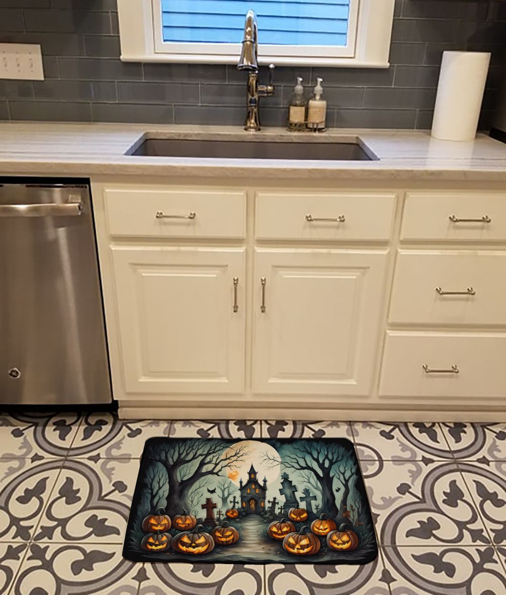 Graveyard Spooky Halloween Memory Foam Kitchen Mat Machine Washable Anti-Fatigue Mat Cushion Comfort Bath Mat or Kitchen Rug