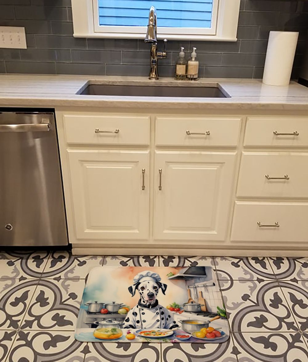 Dalmatian The Chef Memory Foam Kitchen Mat Machine Washable Anti-Fatigue Mat Cushion Comfort Bath Mat or Kitchen Rug