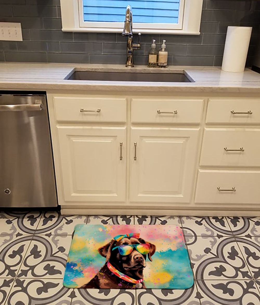 Chocolate Labrador Hippie Dawg Memory Foam Kitchen Mat Machine Washable Anti-Fatigue Mat Cushion Comfort Bath Mat or Kitchen Rug
