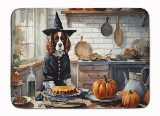 Cavalier Spaniel Fall Kitchen Pumpkins Memory Foam Kitchen Mat Machine Washable Anti-Fatigue Mat Cushion Comfort Bath Mat or Kitchen Rug
