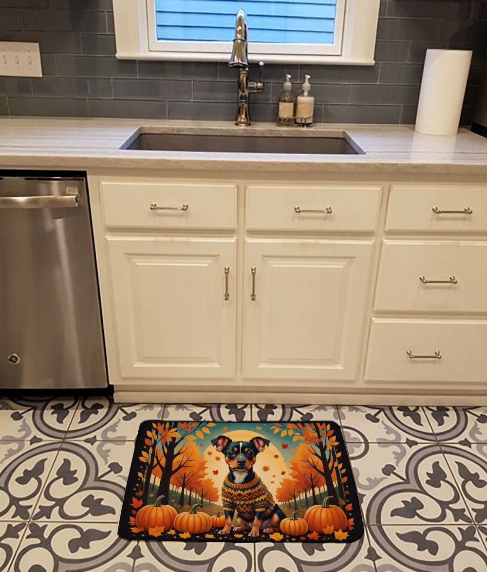 Miniature Pinscher Fall Memory Foam Kitchen Mat Machine Washable Anti-Fatigue Mat Cushion Comfort Bath Mat or Kitchen Rug